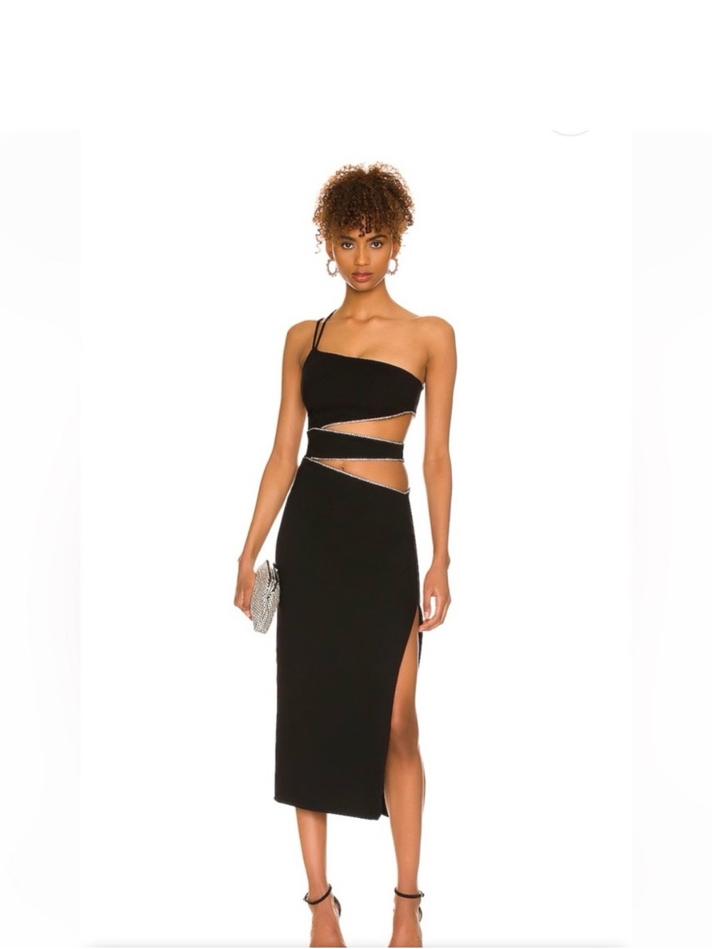 NBD Adeline Rhinestone Cut Out Midi Dress